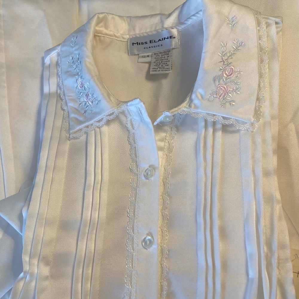 Romantic Long White Satin Nightgown; Pin Tucked Front; Medium; Giftable; NWT